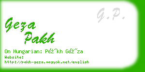 geza pakh business card